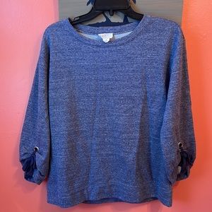 Blue LOFT Lounge sweatshirt with sleeve ties; rarely worn